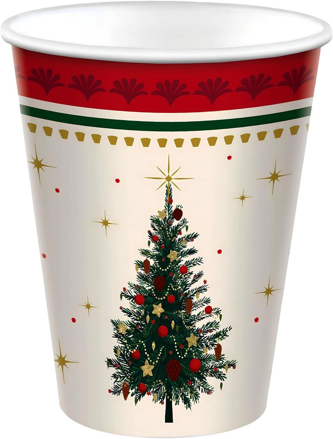 imageAmscan Elegant Evergreen Multicolor Paper Cups 9 oz Pack of 20 Stylish ampamp Durable Disposable Drinkware for Holiday Parties ampamp Events