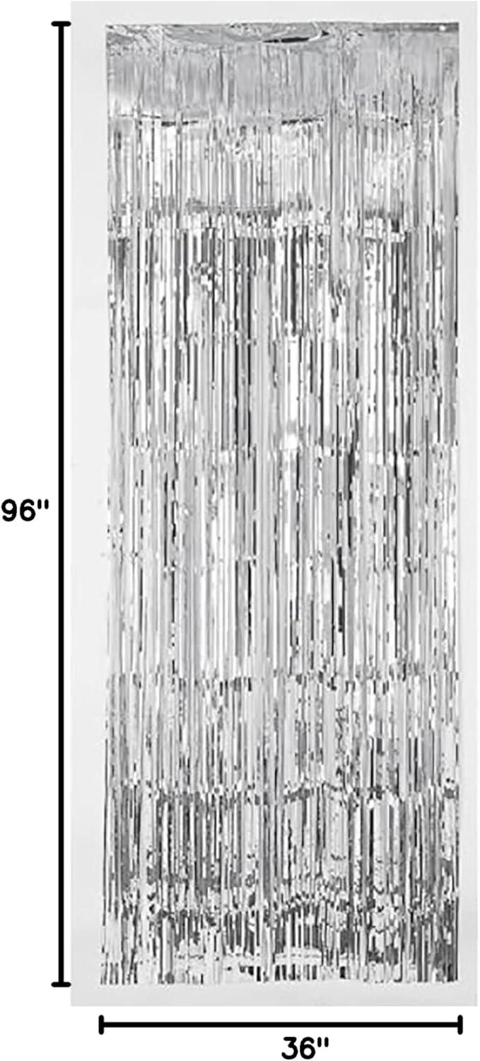 imageAmscan Metallic Foil Fringe Curtain1 Pc for Party Decoration ampamp Backdrop 3 x 8 BlueSunshine Yellow