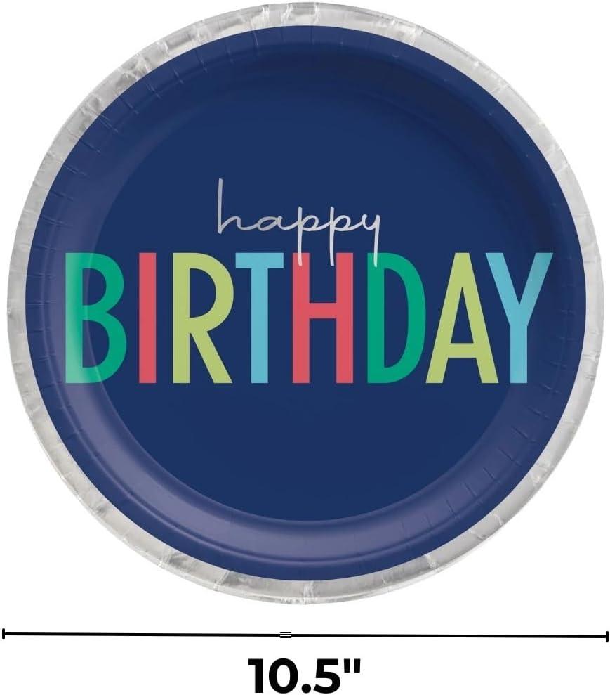 imageAmscan Modern Birthday Multicolor Round Plates 105quot Pack of 8 Durable ampamp Stylish Birthday Party Tableware