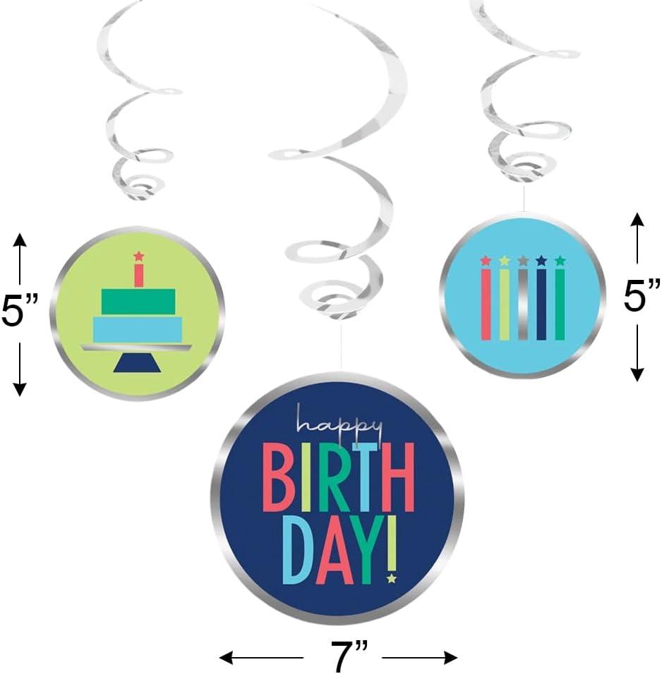 imageAmscan Modern Birthday Swirl Decorations Pack of 12 5quot ampamp 7quot Includes Swirls with Cutouts Perfect for Unforgettable Birthday Celebrations