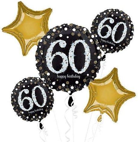 imageAmscan Sparkling Celebration 60th Birthday Foil Balloon Bouquet 5pc