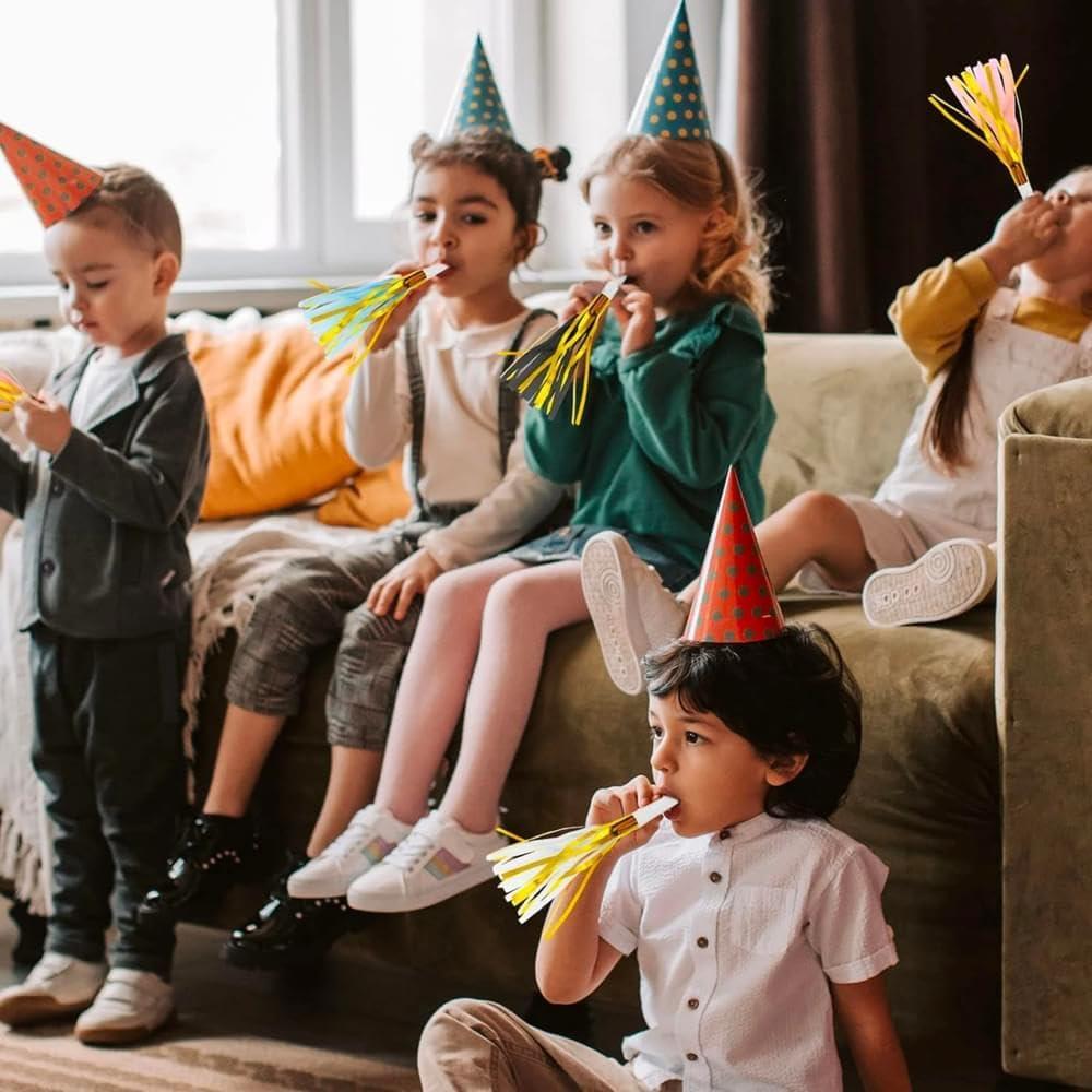 imageBlack Gold ampamp Silver Party Horns ampamp Blowouts Set Pack of 50 Perfect Party Supplies ampamp Party Noise Makers for New Years Eve Graduation Parties Birthdays ampamp MorePack of 50