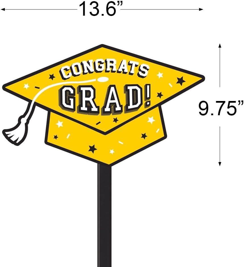 imageBlue quotCongrats Gradquot Lawn Sign 975quot x 136quot 1 Pc High Quality Material Perfect Graduation Celebrations ampamp DecorationsYellow Sunshine
