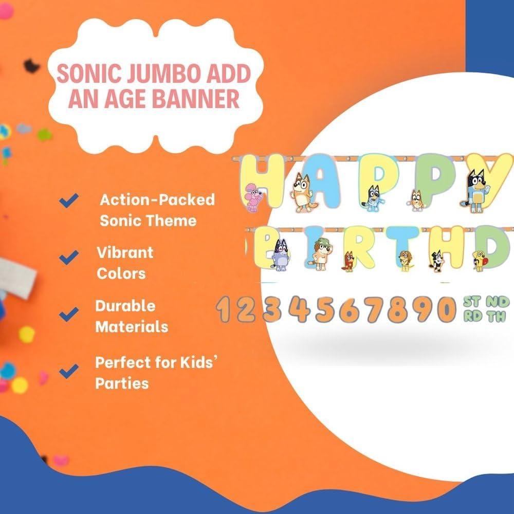 imageBluey Multicolor Jumbo Add An Age Paper Letter Banner 10quot x 105 Pack Of 1 Perfect For Birthday Parties ampamp CelebrationsBluey