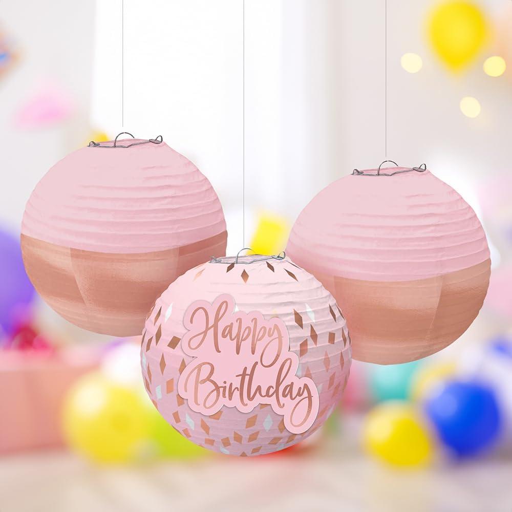 imageBlush Birthday Lanterns with AddOns Pack of 3 95quot Ideal for Birthday Parties ampamp Themed Events