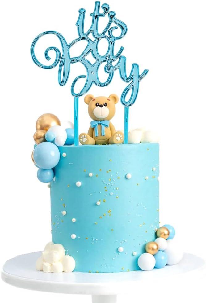 imageCharming Blue Plastic Baby Boy Shower Cake Topper 525quot x 4quot 1 Pc Unique ampamp Adorable Design Premium Materials Perfect for Baby Shower