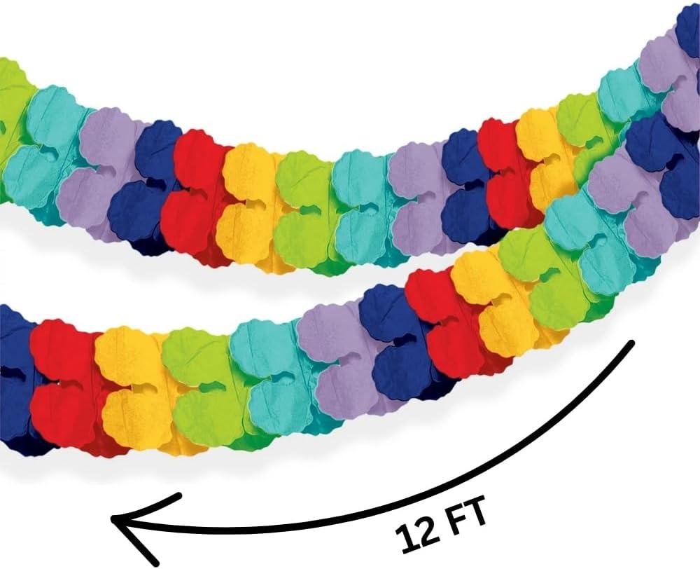 imageColorful Paper Garland Rainbow  12 ft 1 Pc  Unique Handcrafted Design  Vibrant EcoFriendly Decor for Parties Events ampamp Home