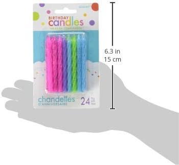 imageLarge Multicolor Glitter Spiral Candles 325quot 24 Pieces Elegant Party Candles for Cake Decoration ampamp Celebrations