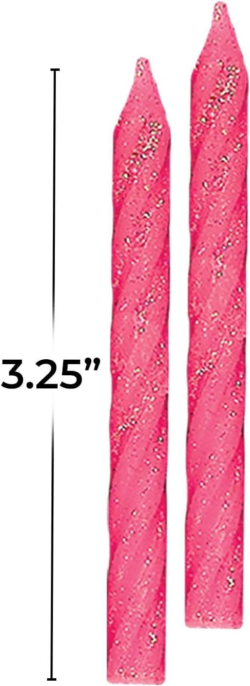 imageLarge Pink Glitter Spiral Candles 325quot 24 Pieces Elegant Party Candles for Cake Decoration ampamp Celebrations