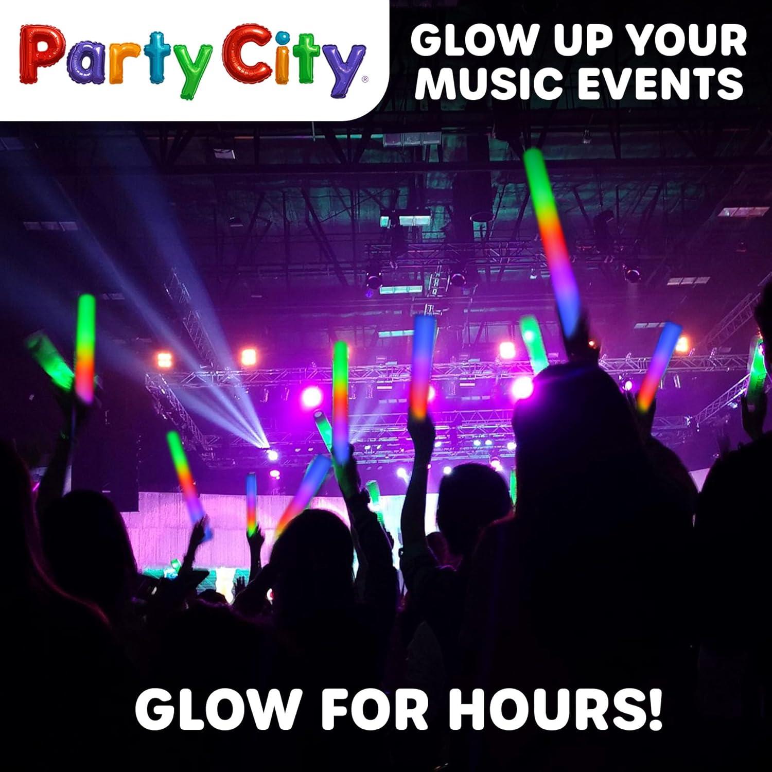 imageParty City 36pk LED Foam Glow Sticks 14 Glow in the Dark Party Supplies Favors Colorful Flashing Wand with 3 Modes Foam Light Up Sticks Bulk Party Pack for Wedding Birthday Concert HalloweenPack of 48 Foam Glow Sticks