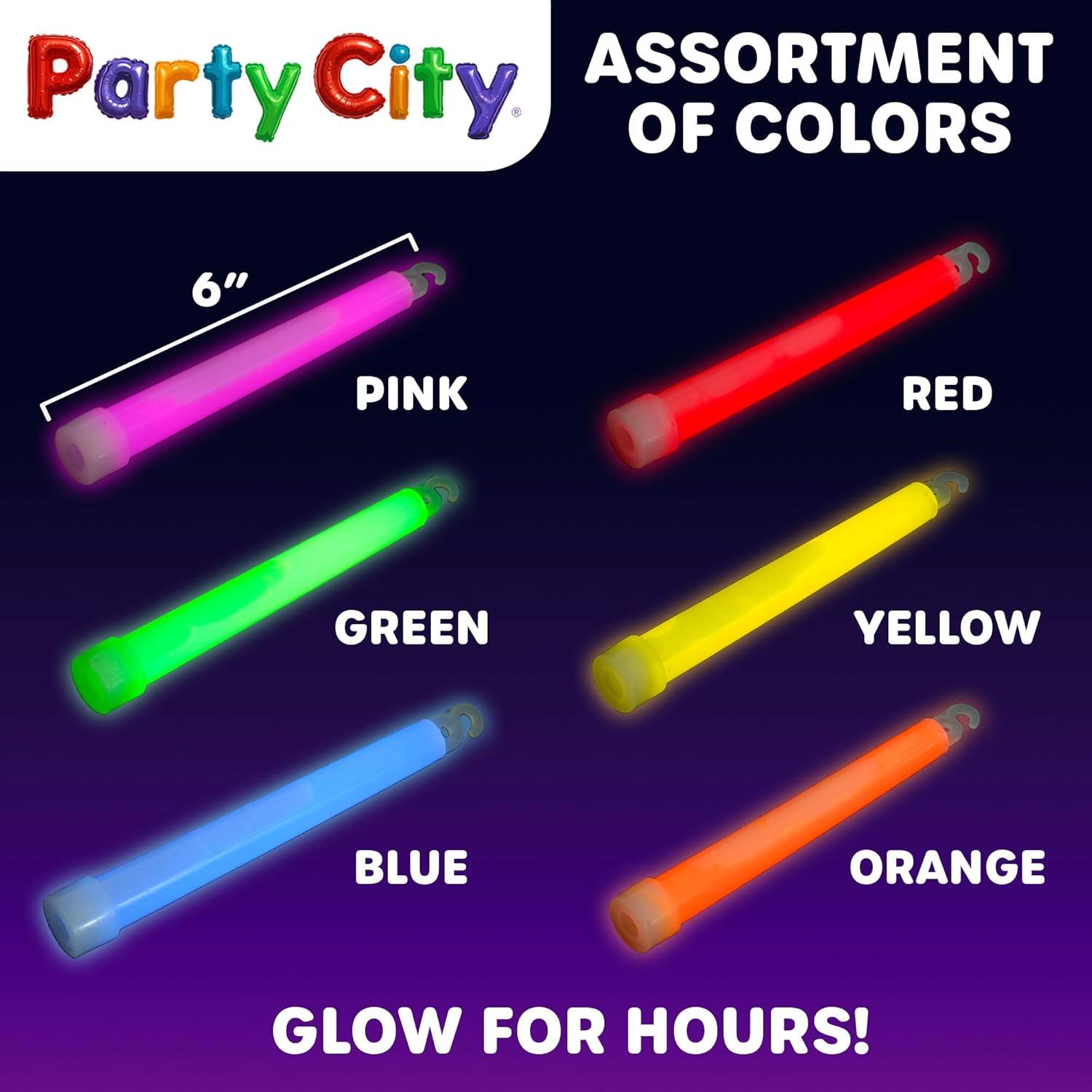 imageParty City Green Glow Sticks Bulk Pack 6 25pk Glow in the Dark Sticks for Kids Waterproof Camping Survival Ultra Bright Emergency Light Stick with String Neon Glowsticks Party Supplies FavorsMulticolor 12pk