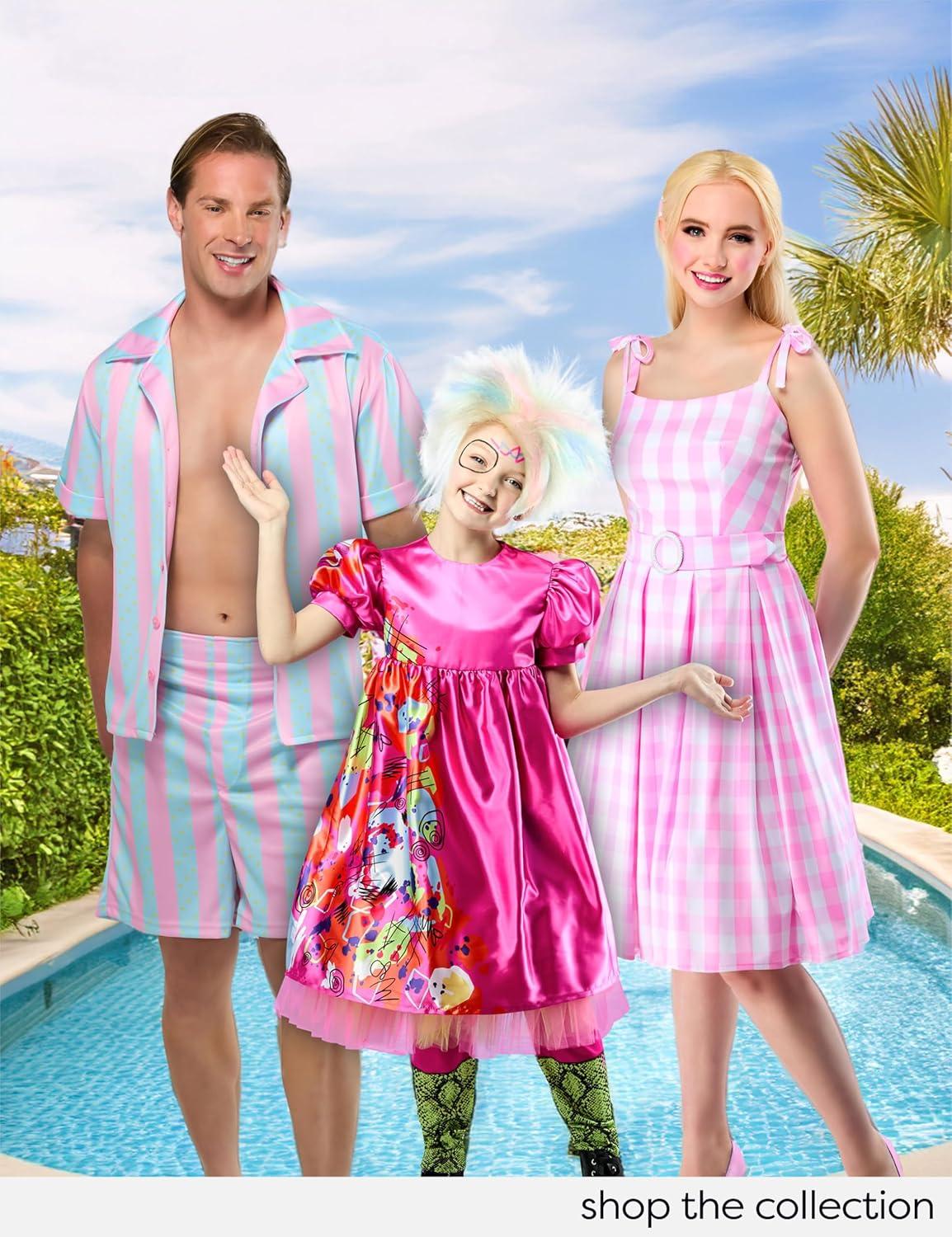 imageRubies Barbie Perfect Day Costume Dress in Pink from the Barbie Movie with Belt and Hair Bow For Adult Women