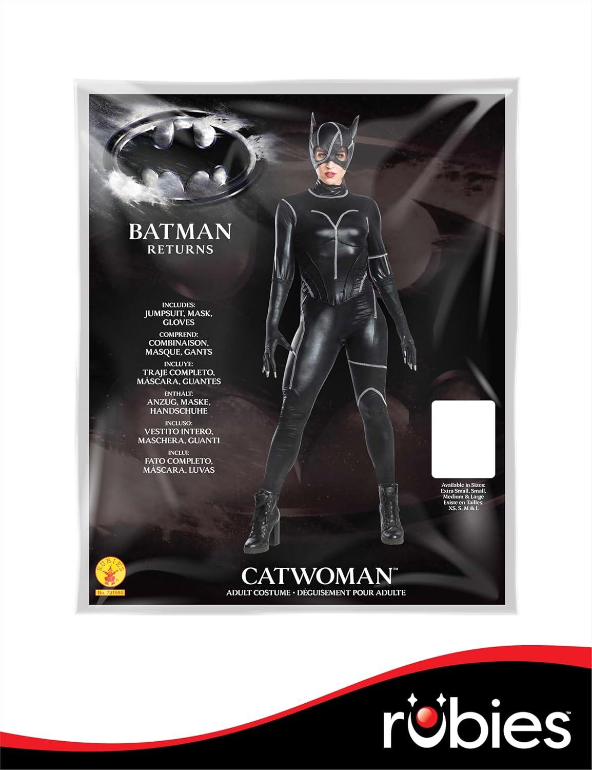 imageRubies Batman Returns Catwoman Deluxe Jumpsuit Costume with Mask and Gloves for Adults for Themed Parties and Halloween