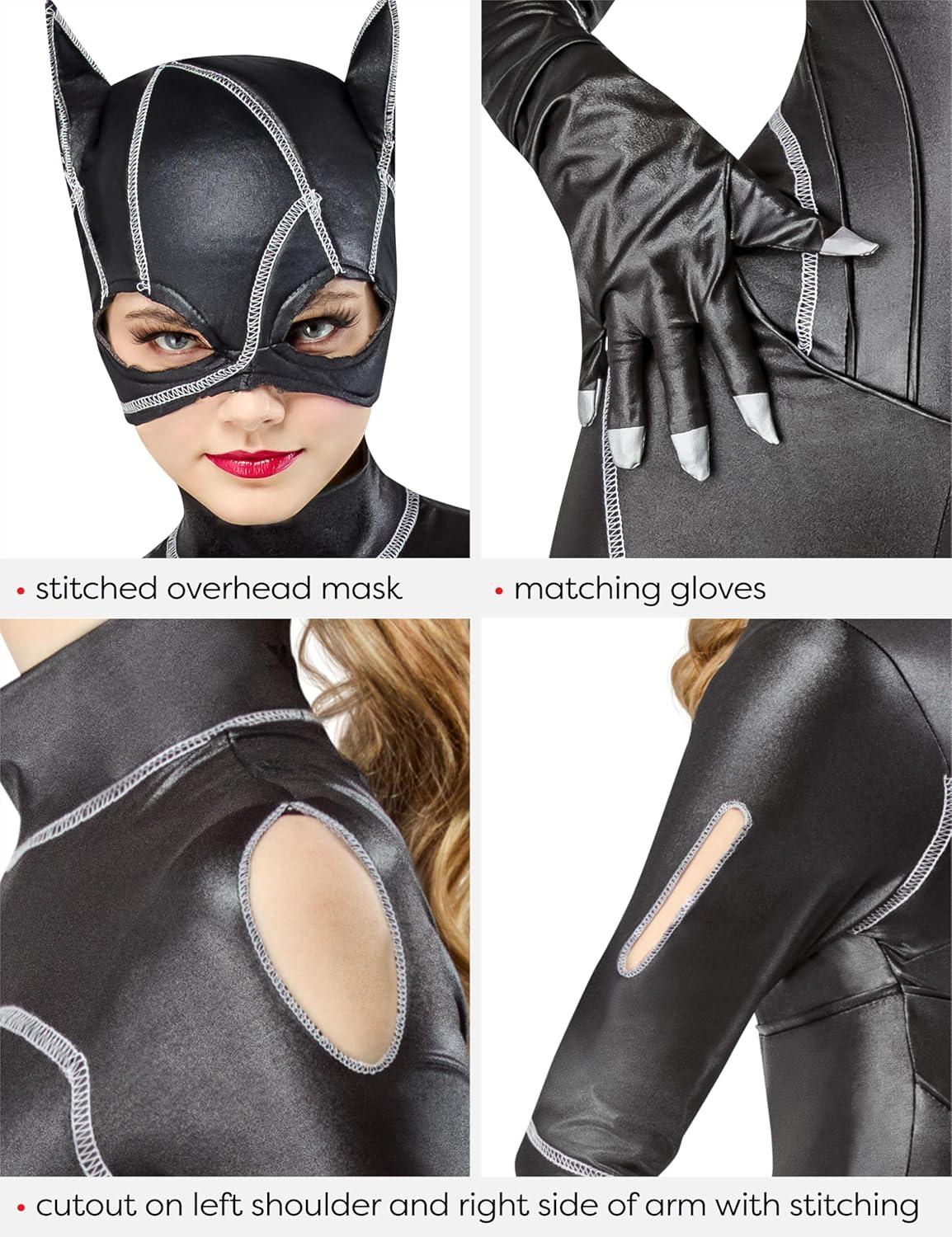 imageRubies Batman Returns Catwoman Deluxe Jumpsuit Costume with Mask and Gloves for Adults for Themed Parties and Halloween