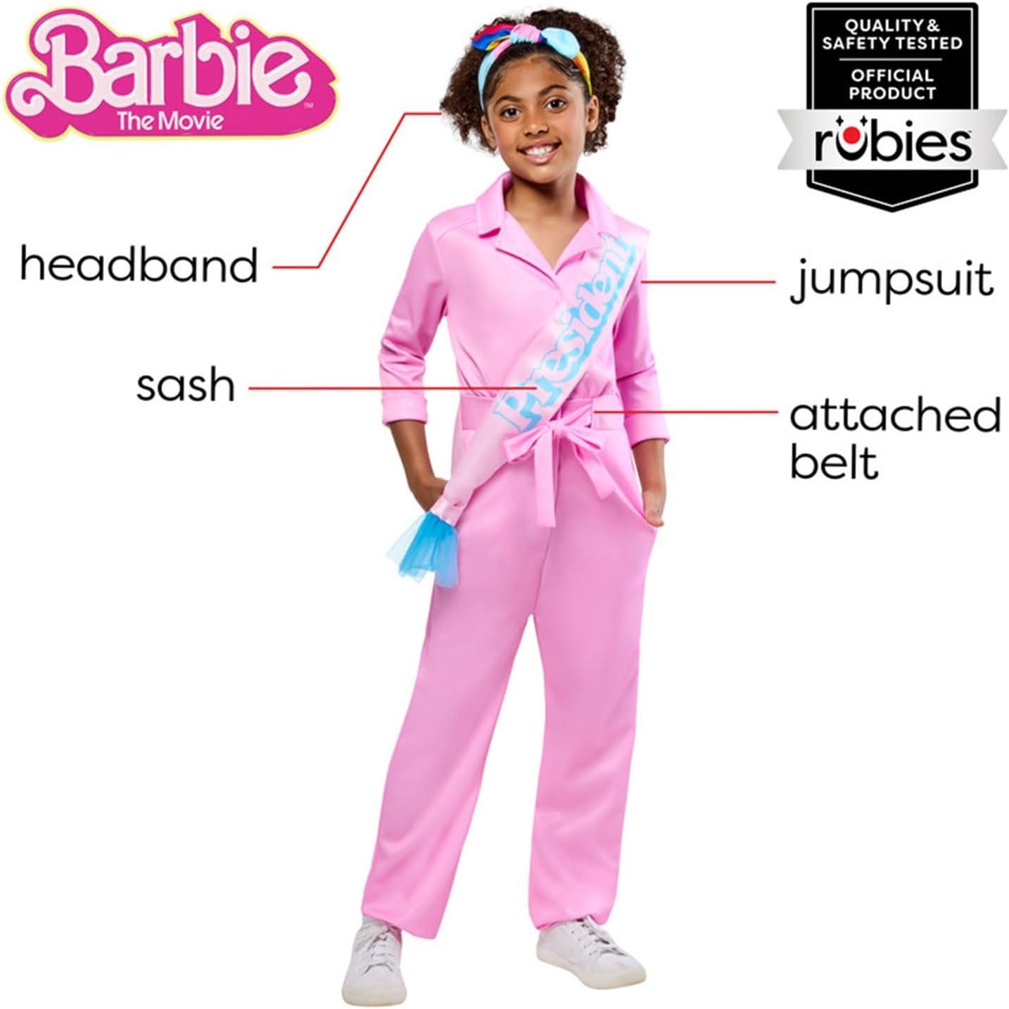 imageRubies Girls Barbie Movie President Barbie Costume Jumpsuit with Headband and Sash