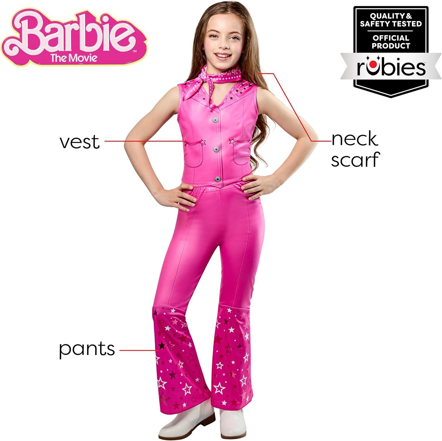 imageRubies Girls Barbie Movie Western Barbie Kids Costume Top with Flared Pants and Scarf