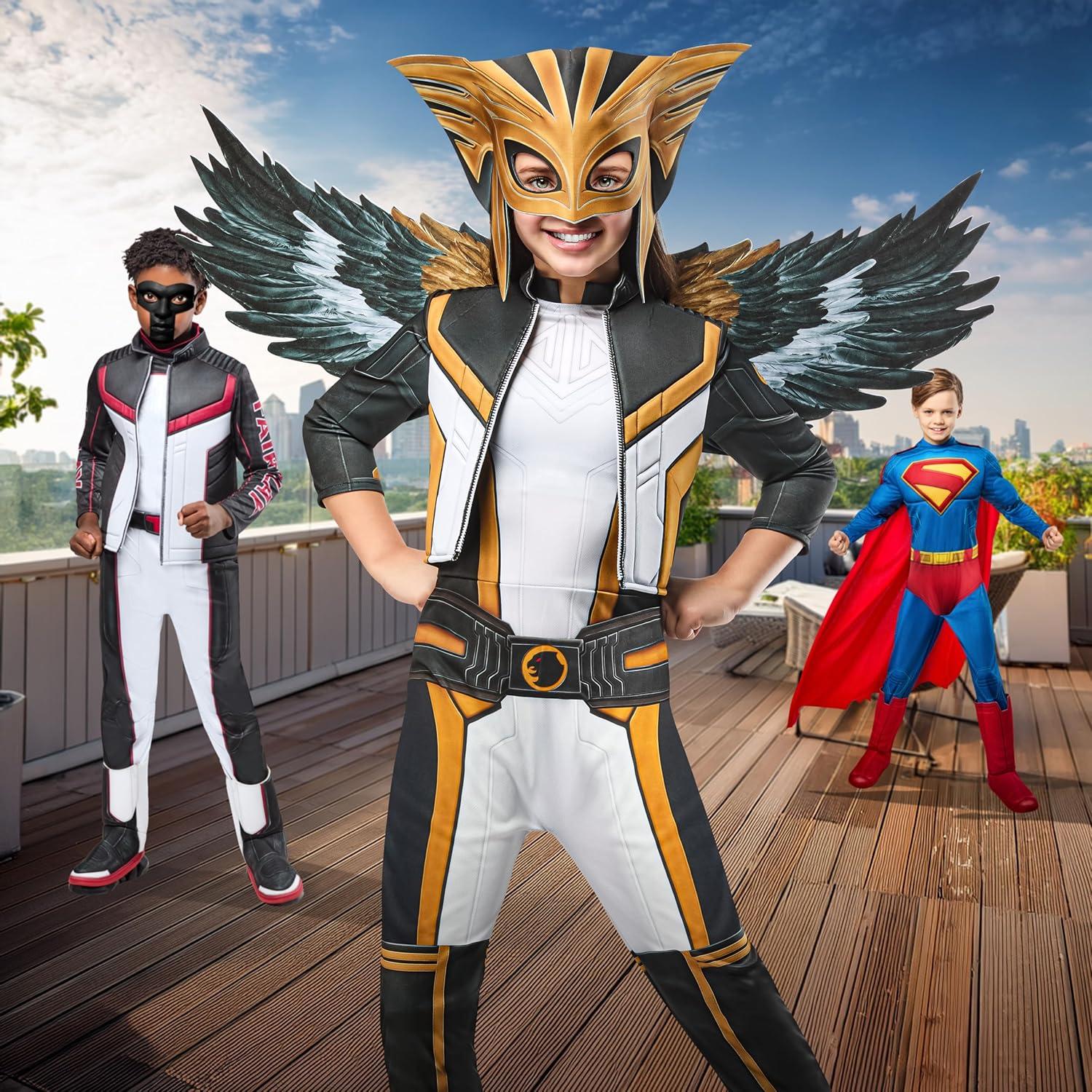 imageRubies Hawk Girl Kids Girls Superman Movie Costume Jumpsuit with Attached Shoe Covers and Headpiece