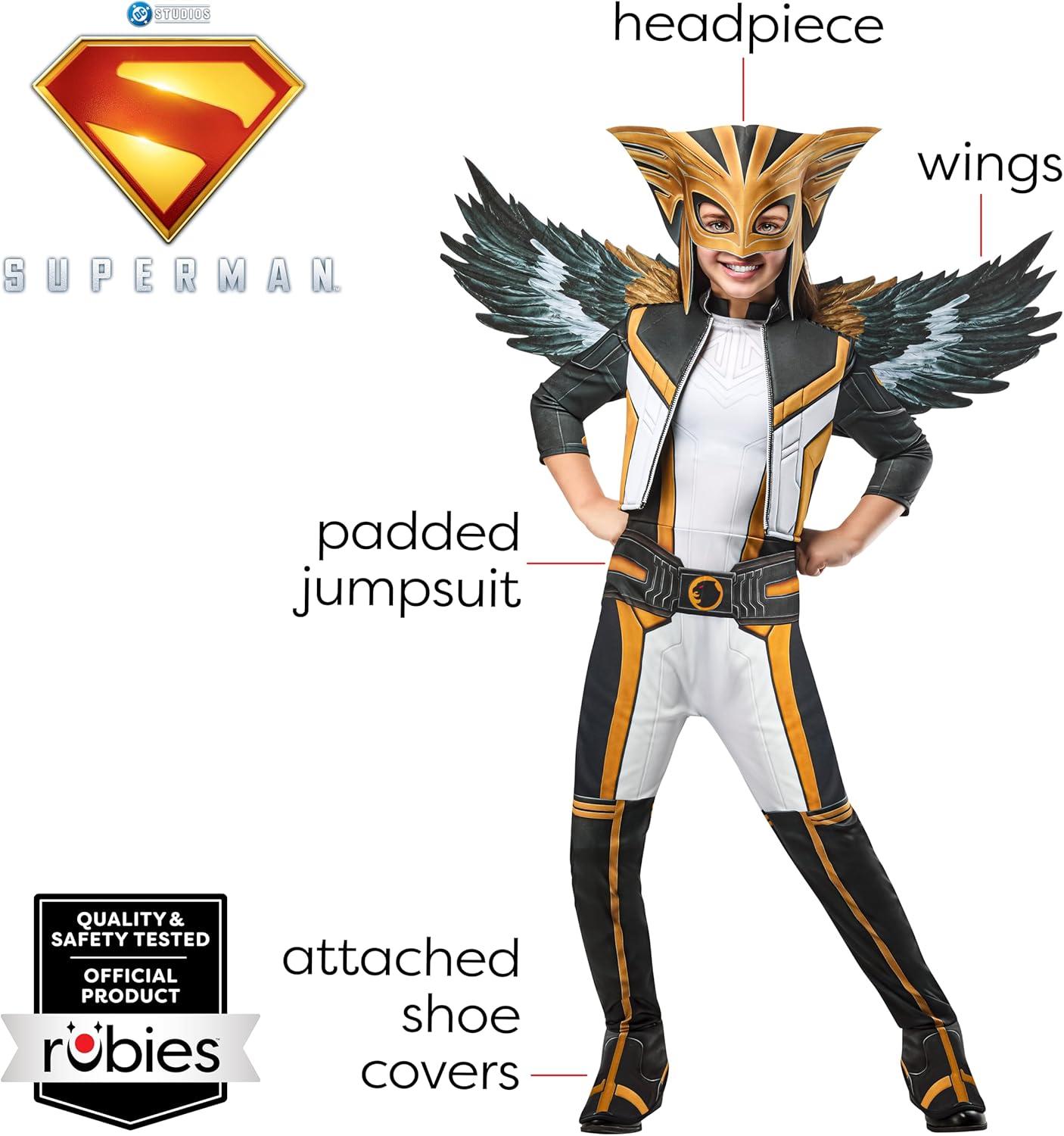 imageRubies Hawk Girl Kids Girls Superman Movie Costume Jumpsuit with Attached Shoe Covers and Headpiece