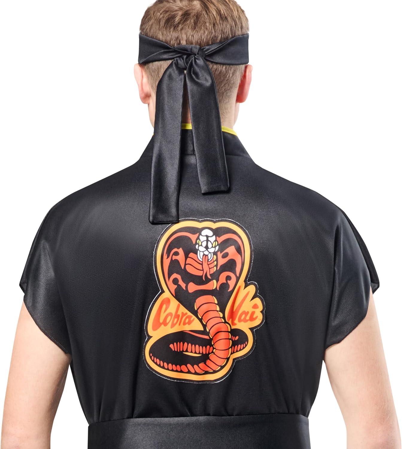 imageRubies Mens Mens Cobra Kai Karate Kid Gi Adult Costume Set With Black Karate Pants Jacket Headband ampamp BeltBlack Yellow