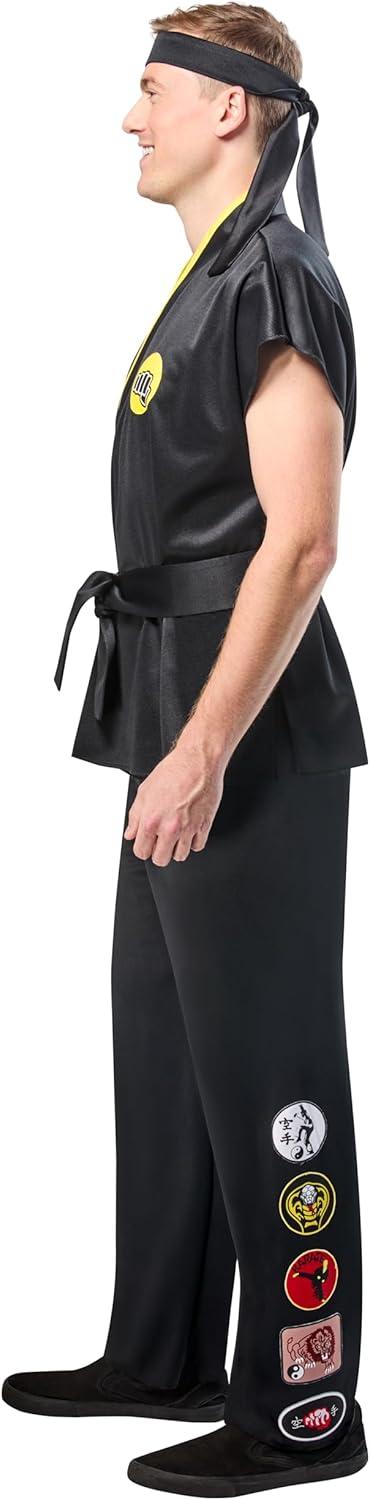 imageRubies Mens Mens Cobra Kai Karate Kid Gi Adult Costume Set With Black Karate Pants Jacket Headband ampamp BeltBlack Yellow