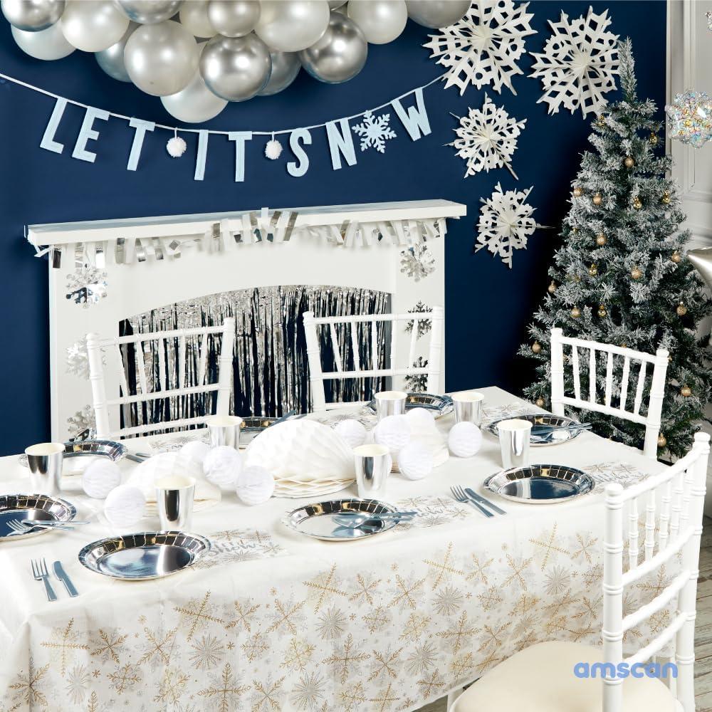 imageSnowflake White Foil String Decorations 7 6 Pc Elegant Winter Party Decor Perfect for Holidays ampamp Events14 14 x 13