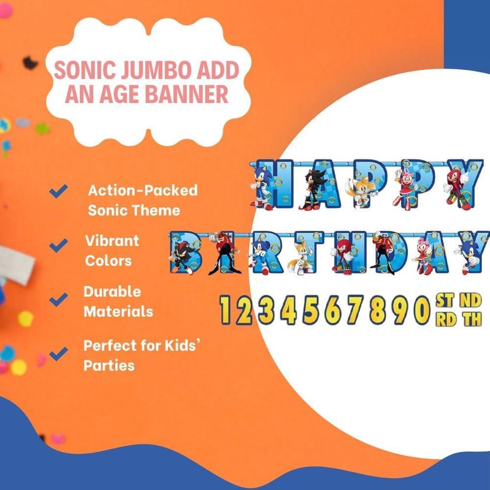 imageSonic Jumbo Add An Age Banner 105 x 10quot Vibrant Multicolor Customizable Party Banner Perfect for Themed Events ampamp Celebrations 1 Pc
