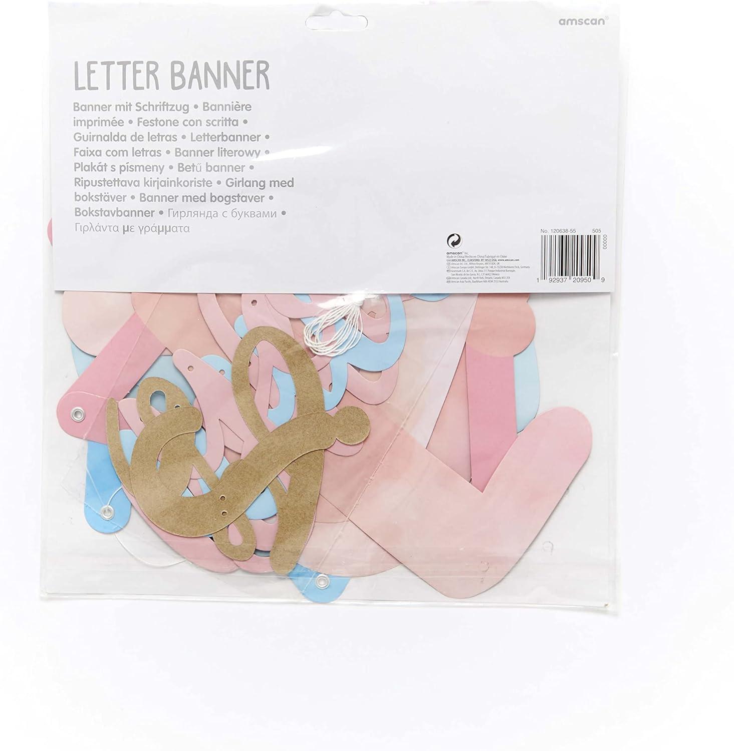 imageThe Big Reveal Jumbo Blue ampamp Pink Paper Letter Banner Kit 6 Pack Of 2 Perfect For Gender Reveal Party Decorations