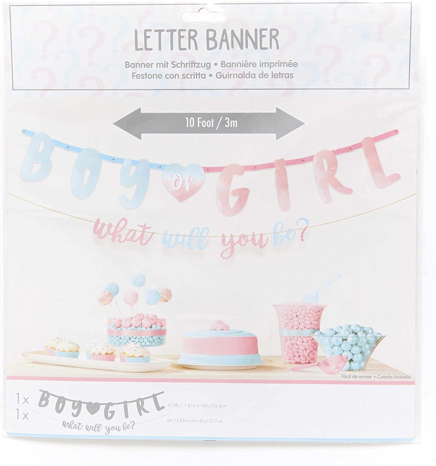 imageThe Big Reveal Jumbo Blue ampamp Pink Paper Letter Banner Kit 6 Pack Of 2 Perfect For Gender Reveal Party Decorations