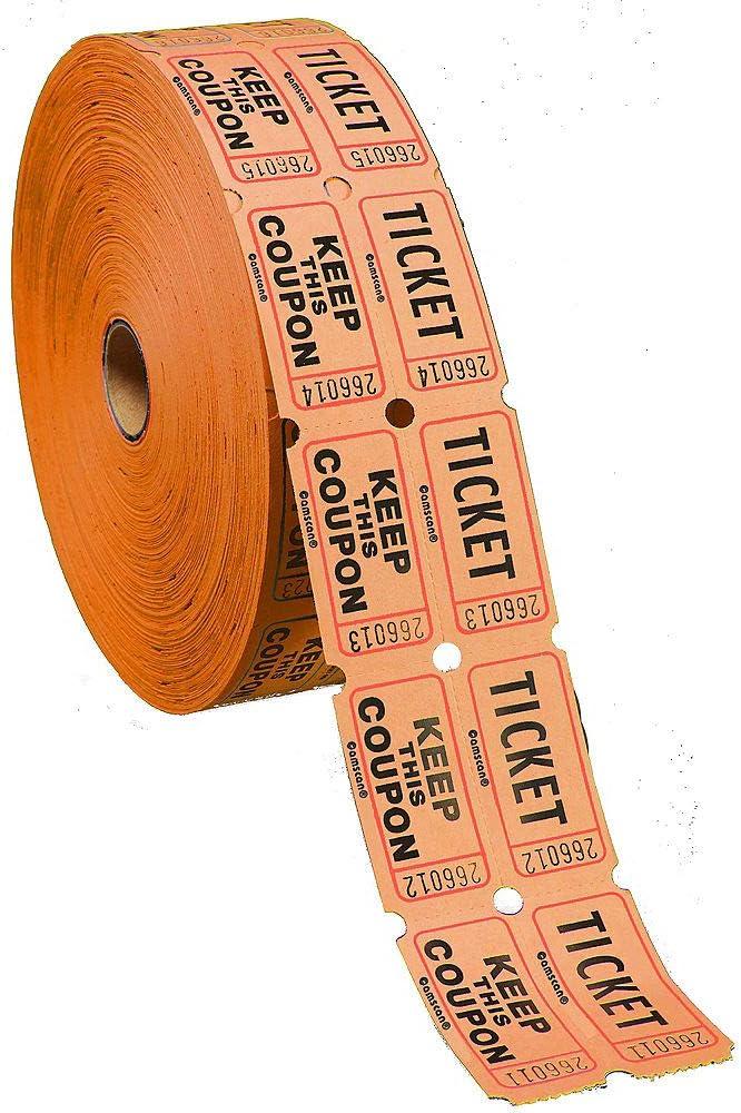 imageVibrant Orange Double Ticket Rolls 2quot x 2quot 1 Roll of 2000 Tickets Durable ampamp Versatile for Events Fundraisers ampamp Giveaways