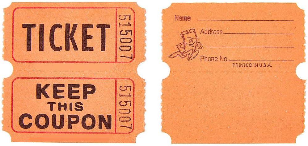 imageVibrant Orange Double Ticket Rolls 2quot x 2quot 1 Roll of 2000 Tickets Durable ampamp Versatile for Events Fundraisers ampamp Giveaways