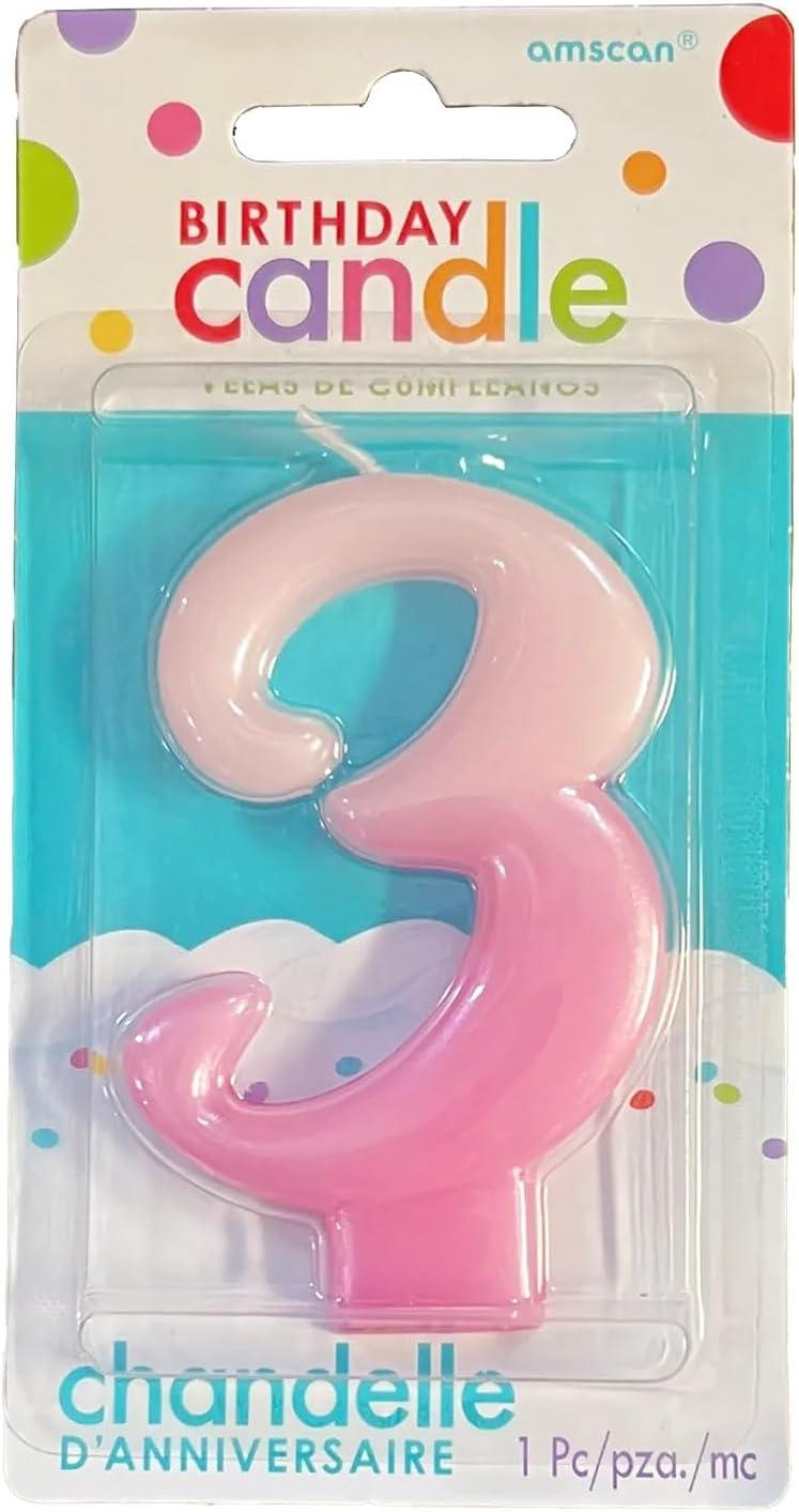 imageVibrant Pink Numeral Candle 4375quot Premium Wax ampamp Metallic Design Perfect for Birthdays Anniversaries ampamp Themed Parties 1 PcNumeral 3