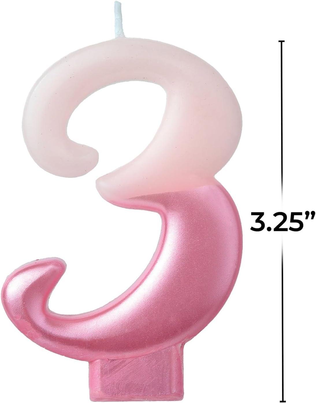 imageVibrant Pink Numeral Candle 4375quot Premium Wax ampamp Metallic Design Perfect for Birthdays Anniversaries ampamp Themed Parties 1 PcNumeral 3