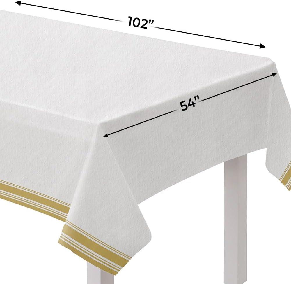 imageWhite Airlaid Table Cover Gold Trim 54quot x 102quot Elegant Party Supplies Perfect For Birthdays Celebrations ampamp Special Events 1 PcGold