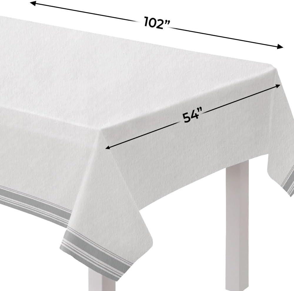 imageWhite Airlaid Table Cover Gold Trim 54quot x 102quot Elegant Party Supplies Perfect For Birthdays Celebrations ampamp Special Events 1 PcSilver