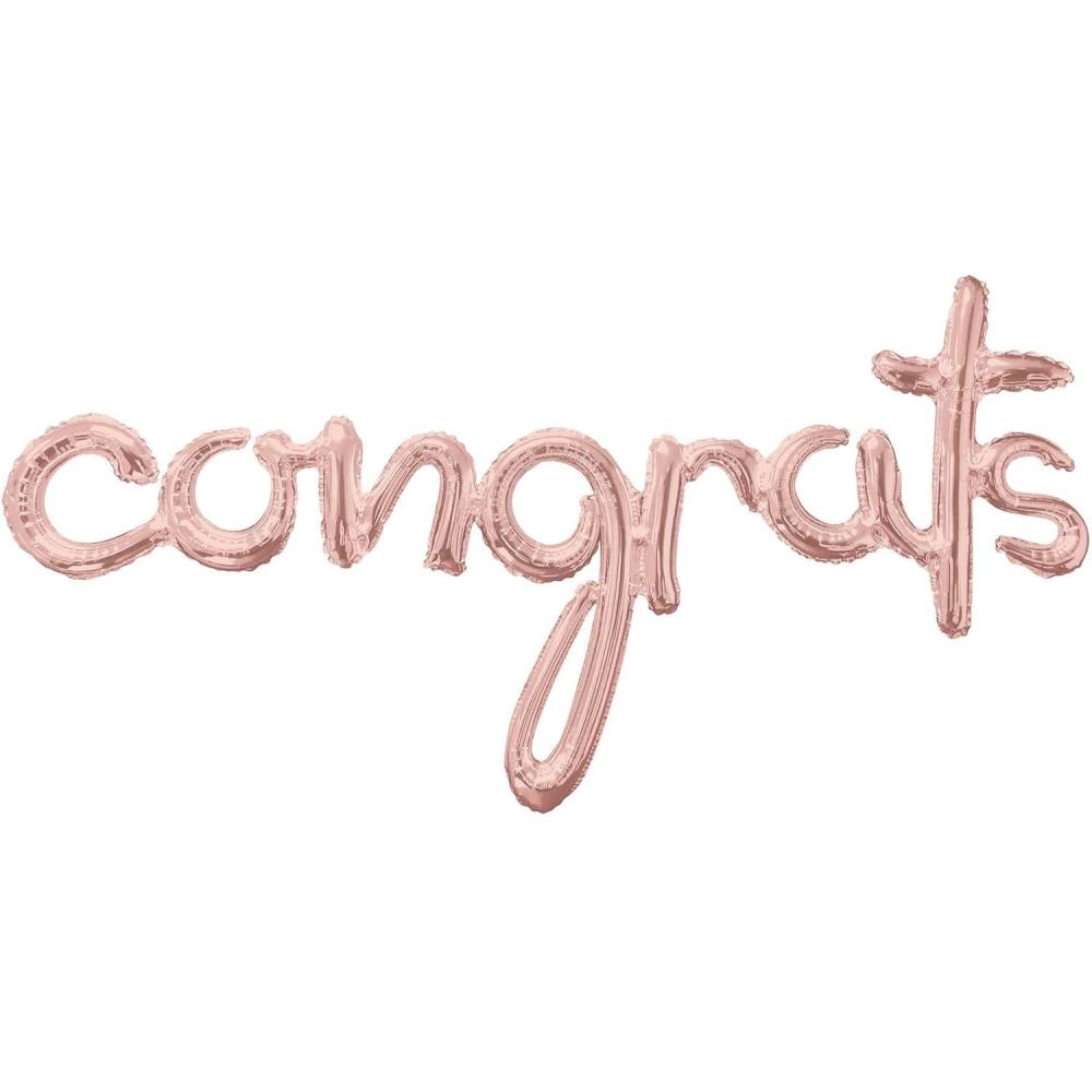 imageAirFilled Rose Gold Happy BDay Cursive Letter Balloon Banners 2ctCongrats