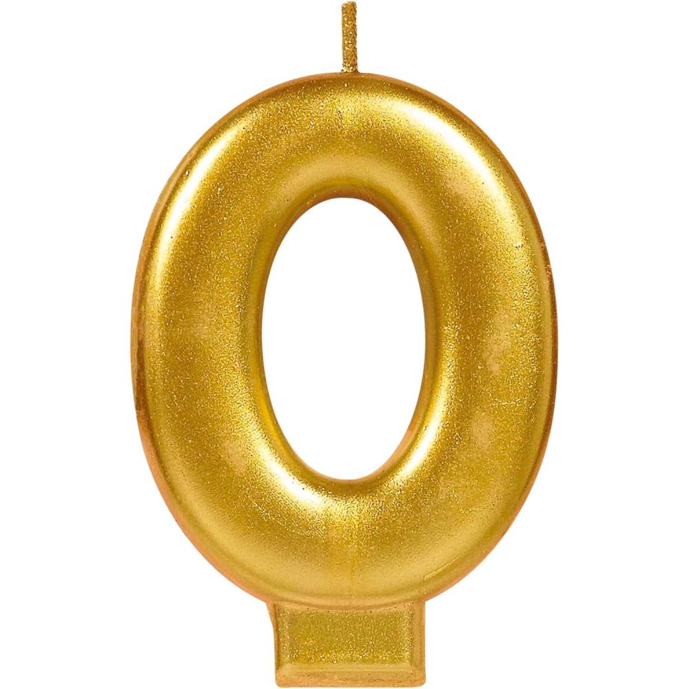imageAmscan 0 Metallic Birthday Candle  Gold  Party Supply  1 piece