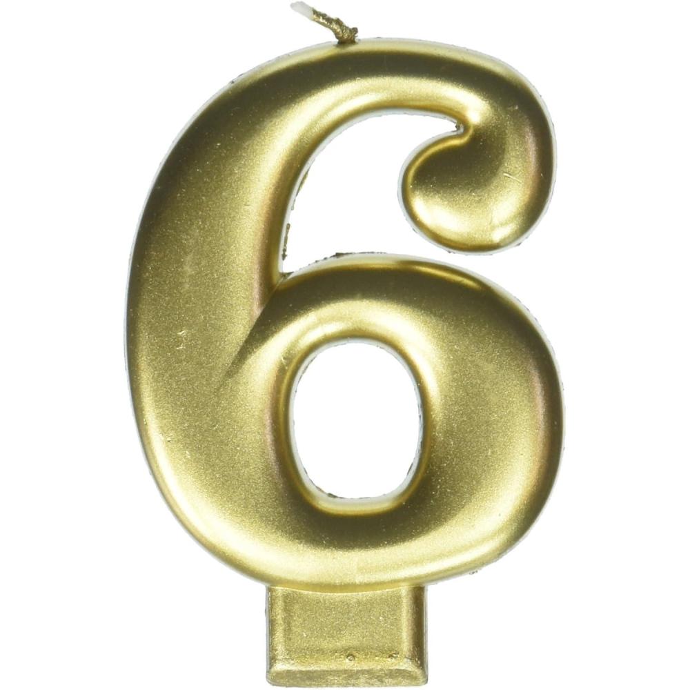 imageAmscan 6 Metallic Birthday Candle Gold Party Supply 1 piece
