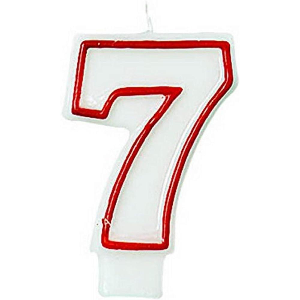 imageAmscan Bold Red ampamp White Flat Molded 7 Candles  3Inch 1 Piece  EyeCatching Design  Perfect for Celebrations ampamp Anniversaries7
