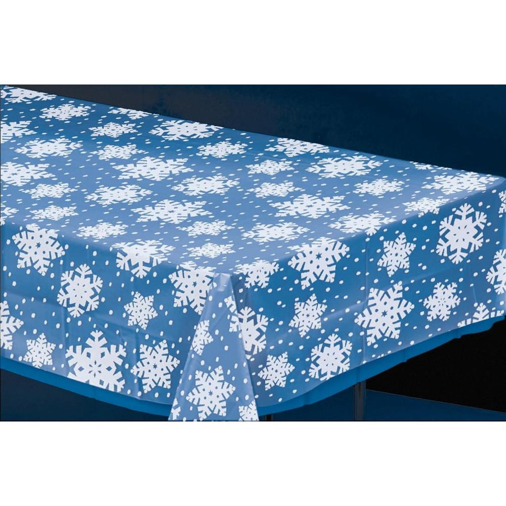 imageAmscan Clear Snowflake Plastic Table Cover 54quot x 108quot 1 Pc Perfect for Winter Parties ampamp Events