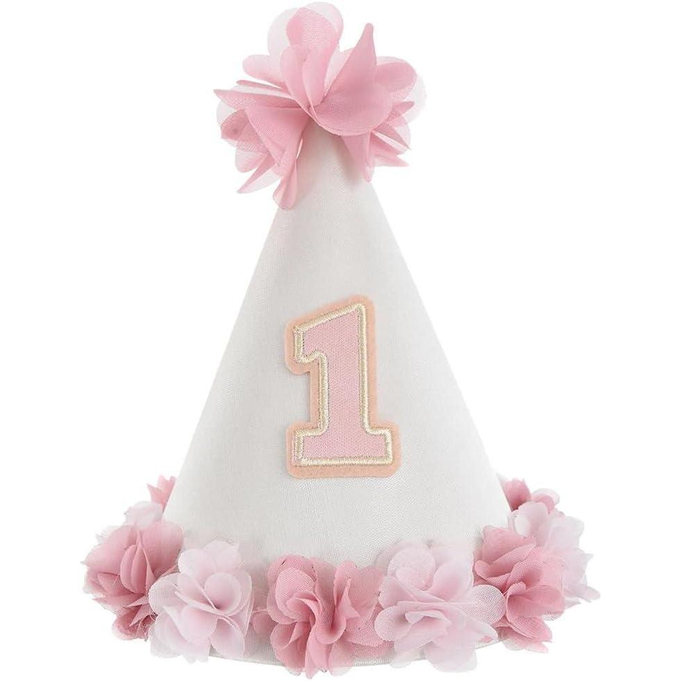 imageAmscan Lovely Pink Fabric Cone Hat  7quot x 5quot 1 Pc  Adorable Flower Detailing  Perfect for First Birthday Celebration