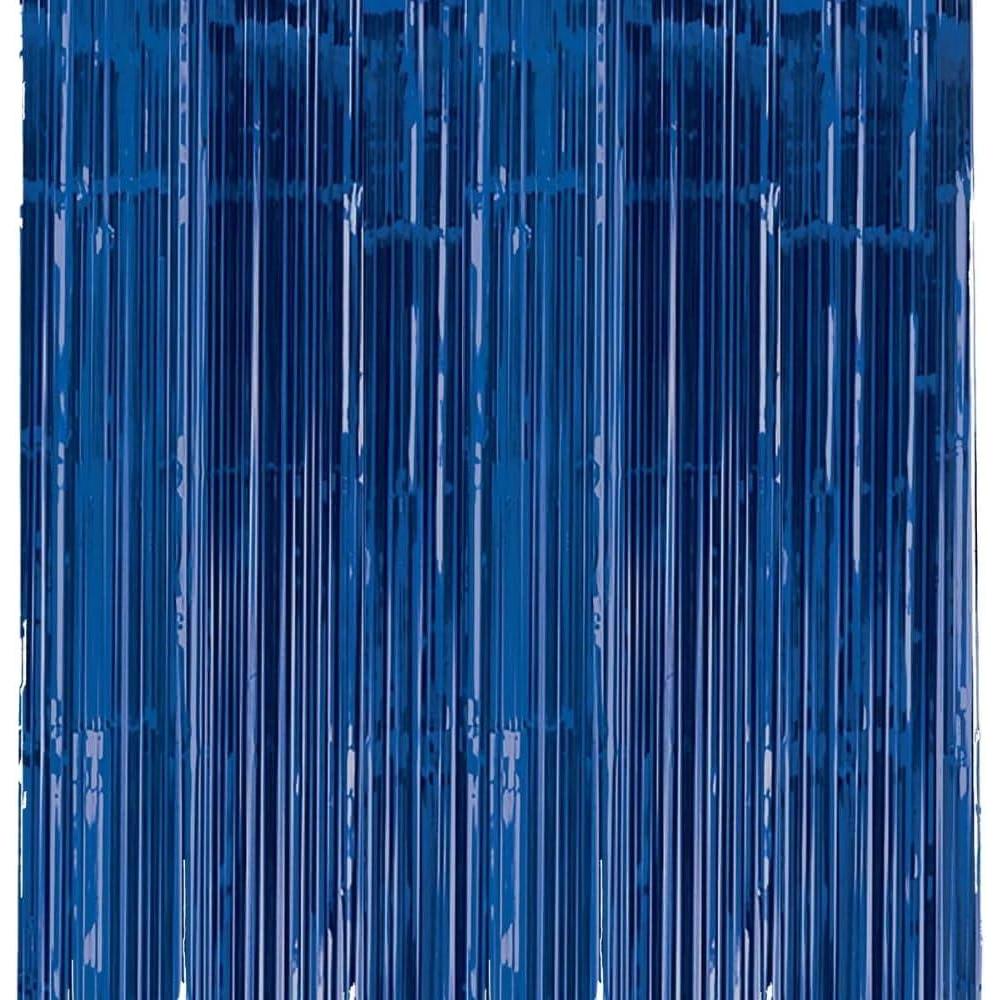 imageAmscan Metallic Foil Fringe Curtain1 Pc for Party Decoration ampamp Backdrop 3 x 8 BlueBlue