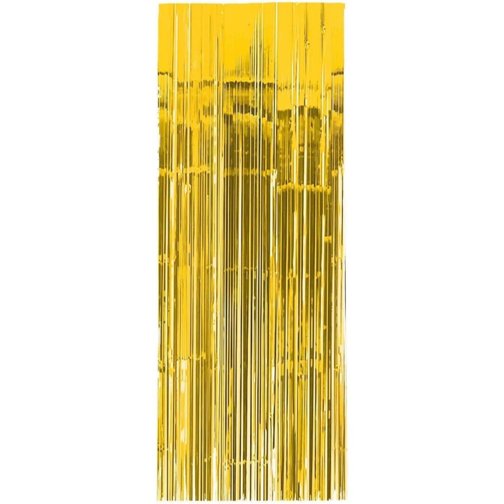 imageAmscan Metallic Foil Fringe Curtain1 Pc for Party Decoration ampamp Backdrop 3 x 8 BlueSunshine Yellow