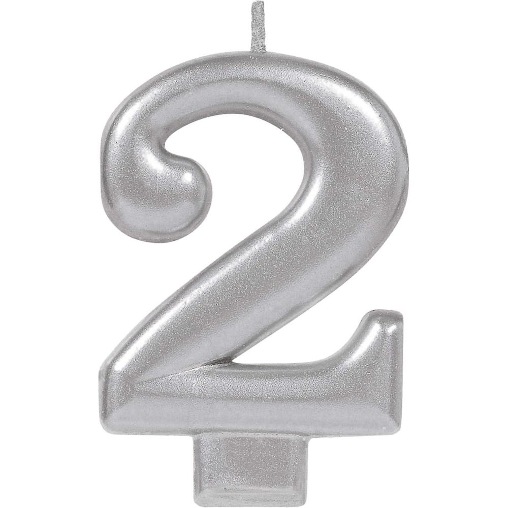 imageAmscan Numeral Metallic Candle 0 3 14quot Silver2