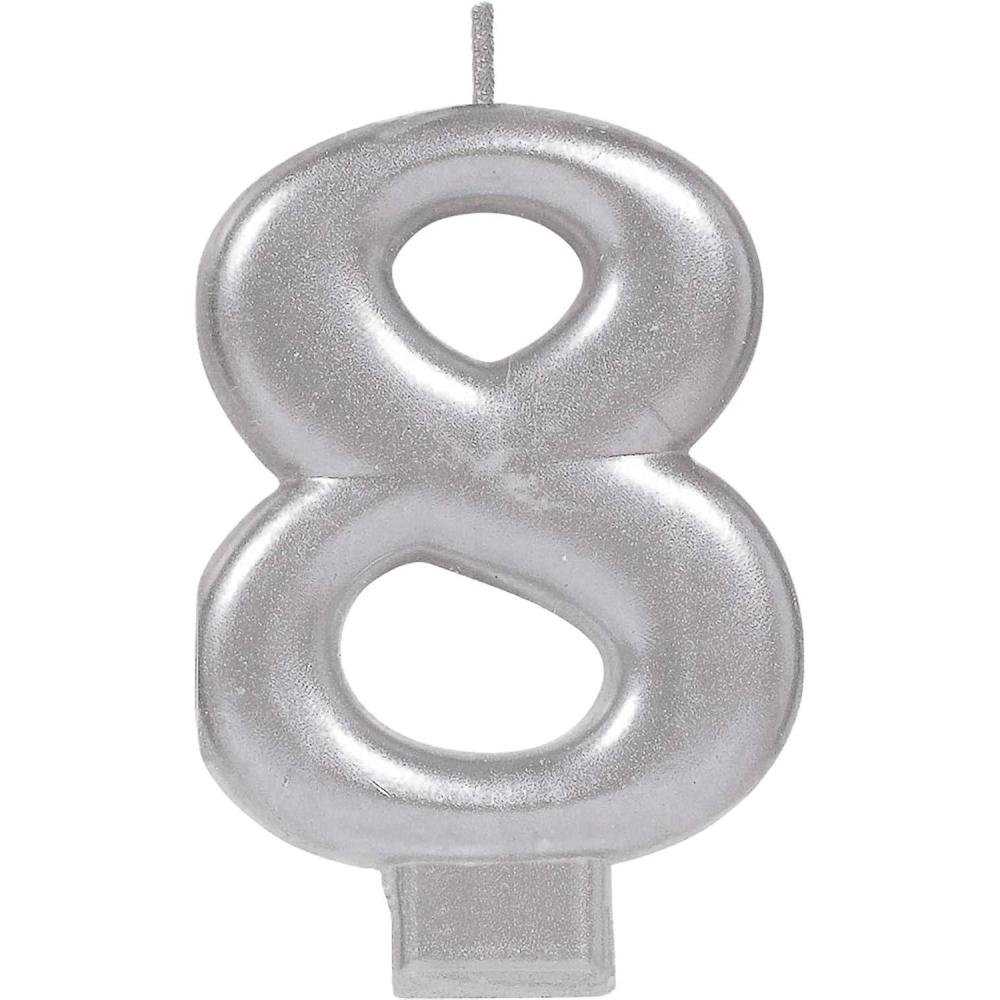 imageAmscan Numeral Metallic Candle 0 3 14quot Silver8
