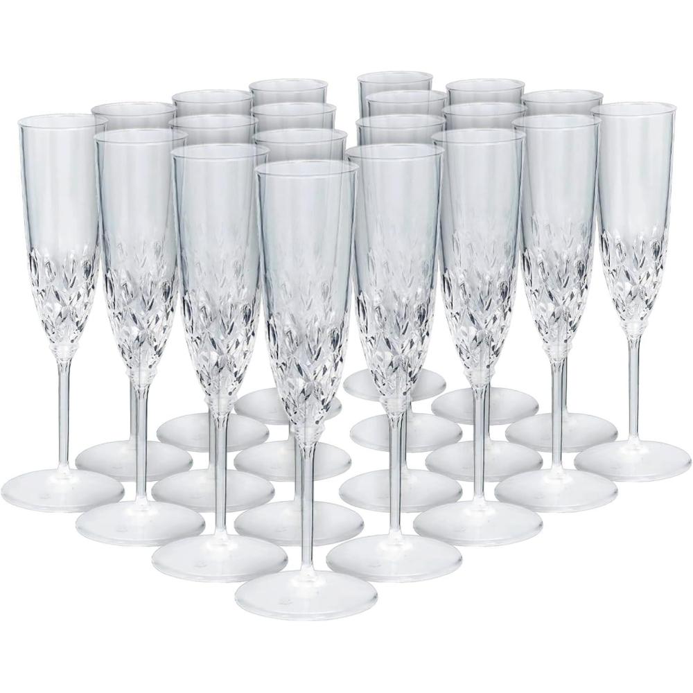 imageAmscan Premium Crystal Clear Look Champagne Flutes 45 oz Pack of 20  Disposable Plastic Glasses for Elegant Events