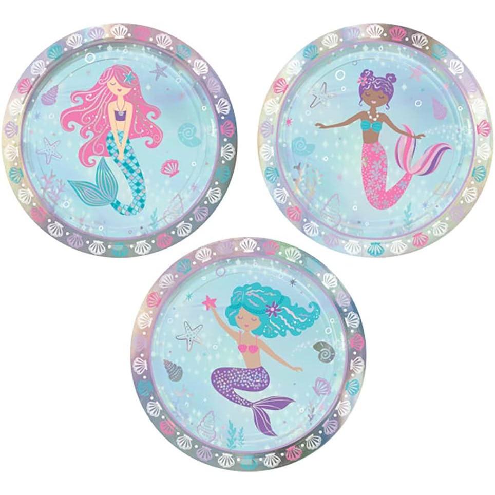 imageAmscan Round Plates 7quot 8Pack Vibrant Premium Quality Party Plates Perfect for Parties ampamp Events Shimmering Mermaids
