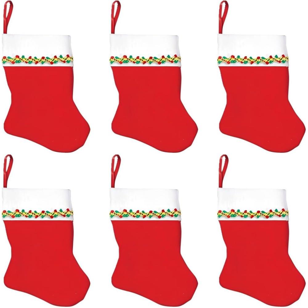 imageAmscan Santas Delight Red ampamp White Mini Felt Christmas Stockings 5quot Pack of 6 Perfect For Festive Holiday Decor ampamp Gifts5 Each