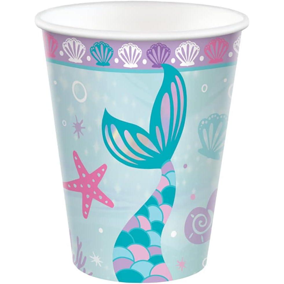 imageAmscan Shimmering Mermaids Design Paper Cups 9 oz Pack of 8 Enchanting EcoFriendly Perfect for Themed Parties Showers ampamp Celebrations