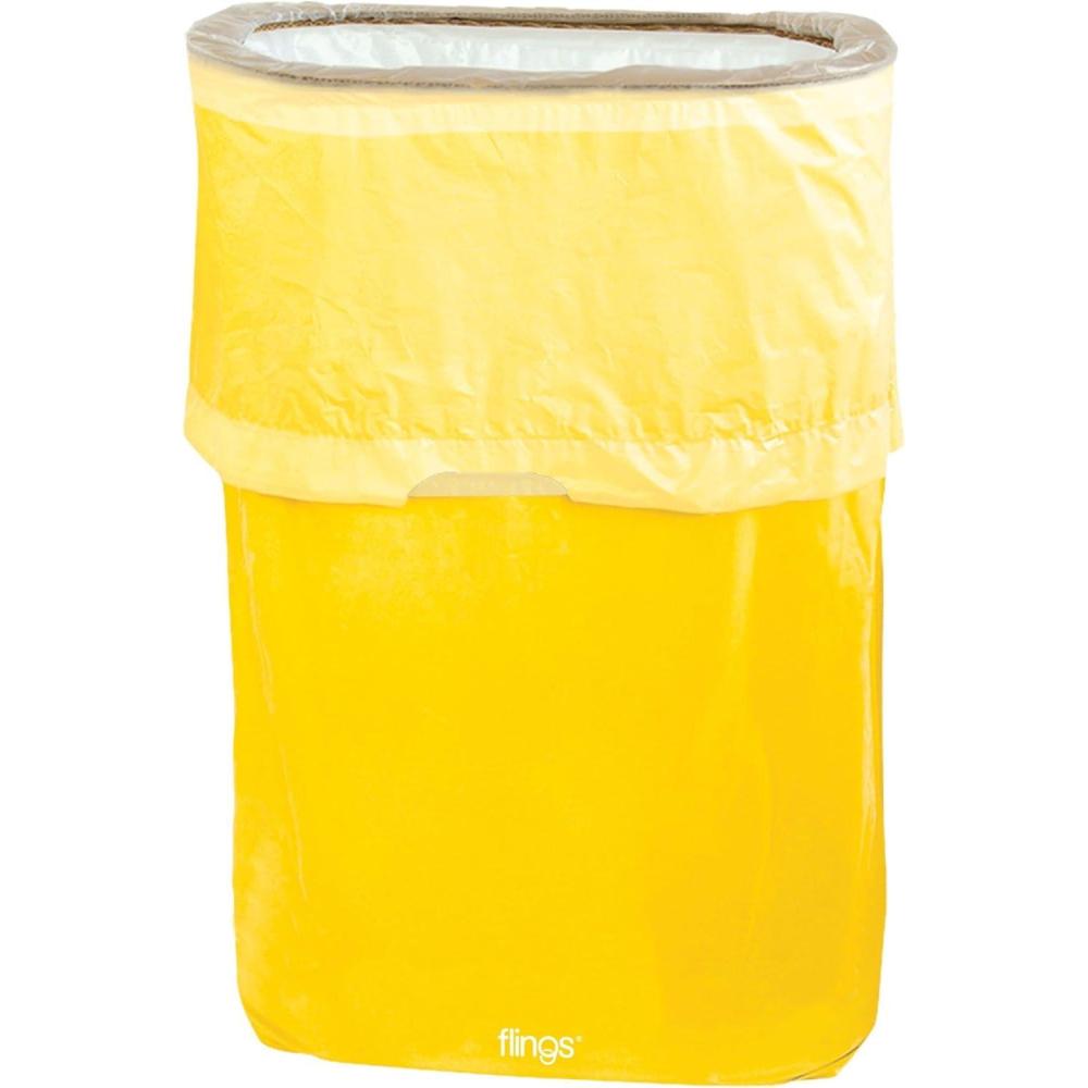 imageAmscan Sunshine Yellow Flings Plastic Bin  22 x 15 Pack of 1  Stylish ampamp Convenient Portable Waste Solution for Events ampamp Parties