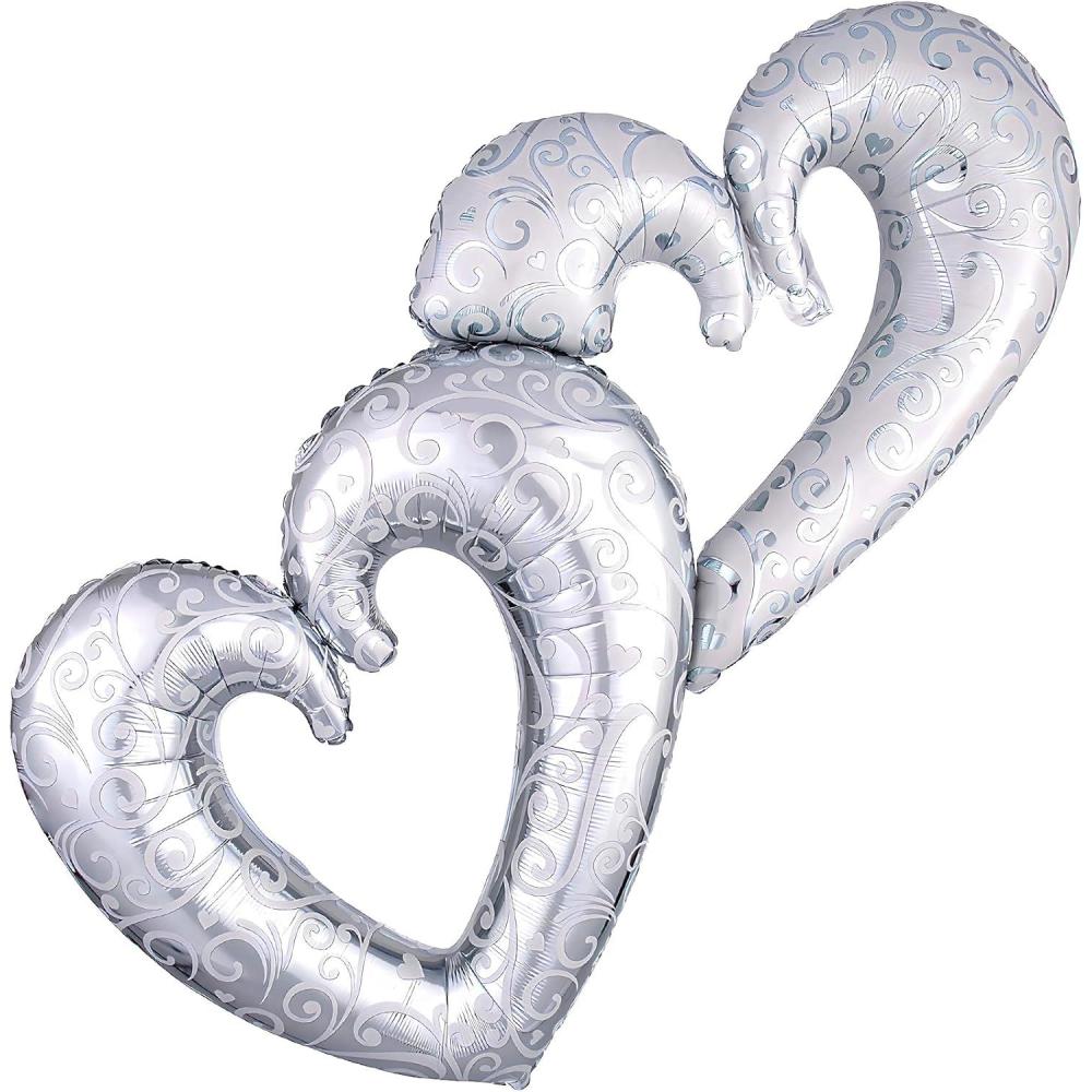 imageAnagram International 53x36 INTRLOCKING Hearts SHPPK Large Silver